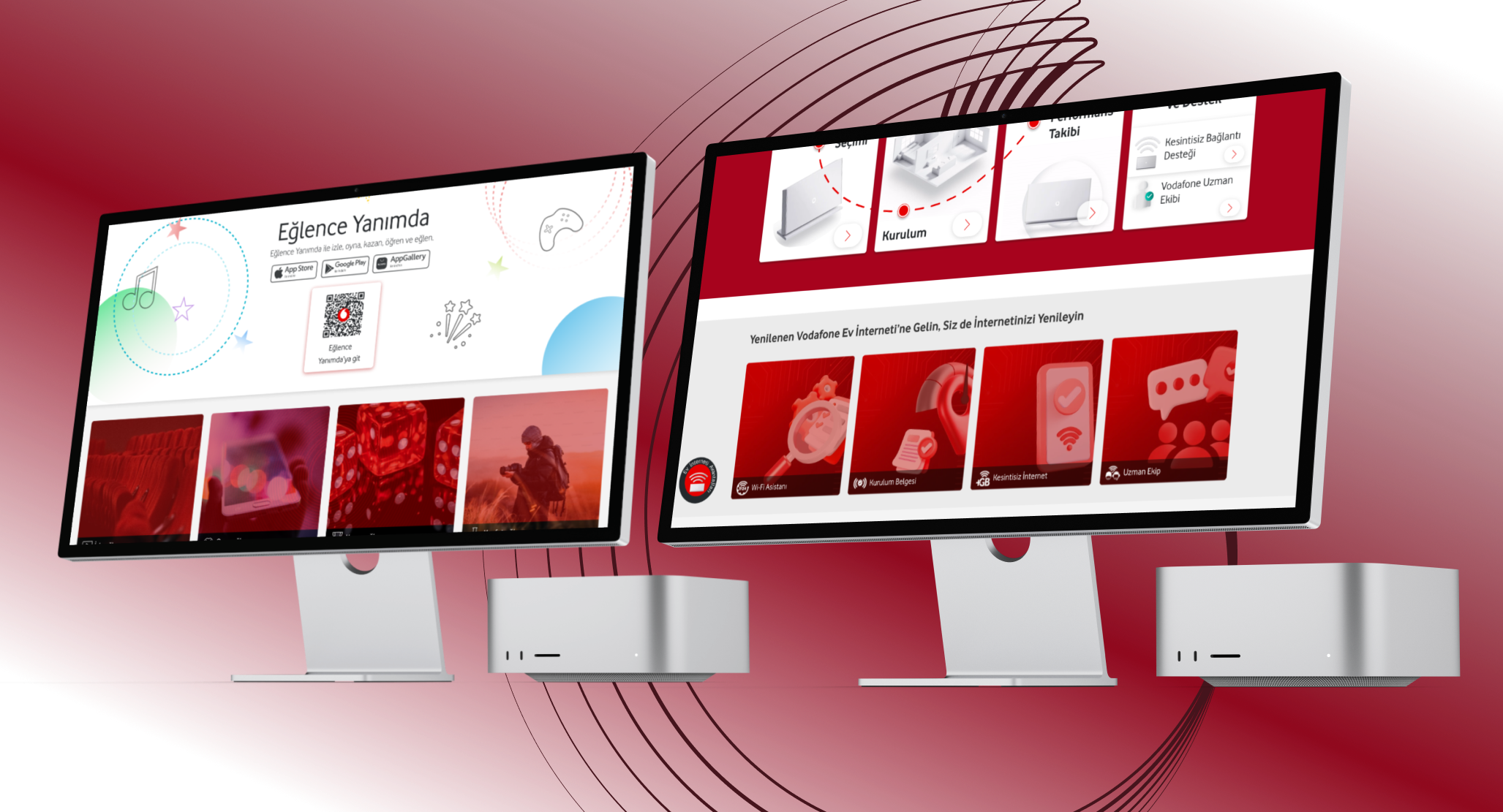 One reusable card component shown across both Vodafone landing pages